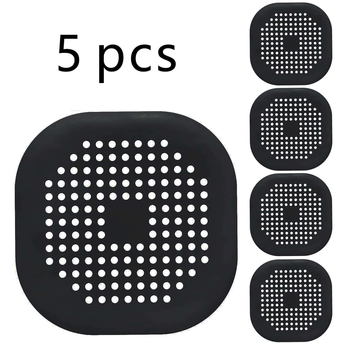 Silicone drain protector for bathroom kitchen, 5 pcs set, designed to prevent clogs and debris in sinks.