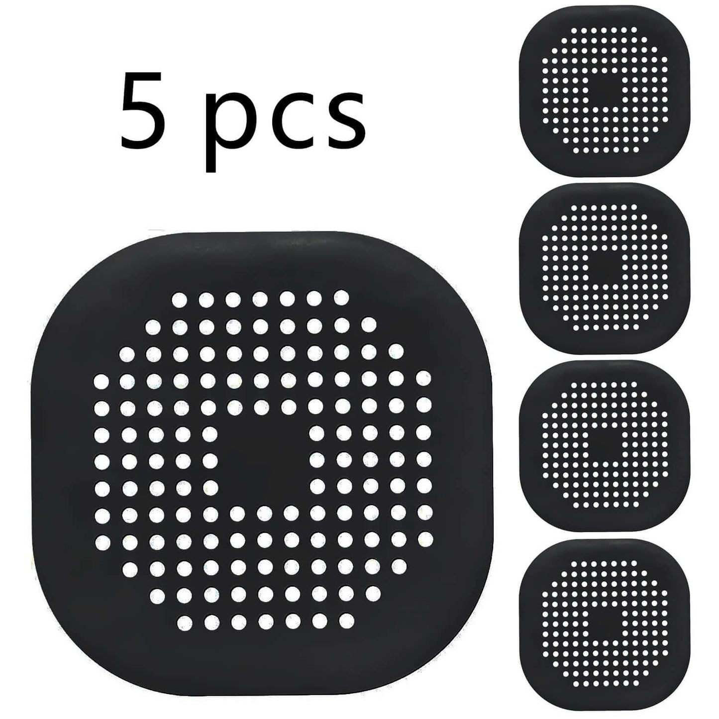 Silicone drain protector for bathroom kitchen, 5 pcs set, designed to prevent clogs and debris in sinks.