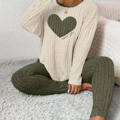 plus size heart fitted loungewear featuring a cozy sweater with a heart design and comfortable pants.