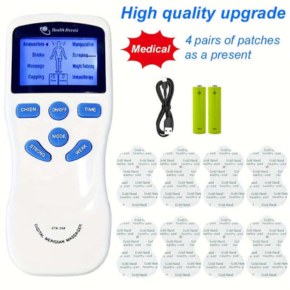 CESLIFF TENS EMS muscle stimulator with screen, patches, and rechargeable batteries for effective muscle relief.