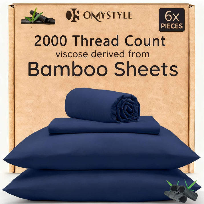 4pcs/6pcs Bamboo Cooling Bedding Set - premium bamboo sheets with 2000 thread count for superior comfort and cooling.