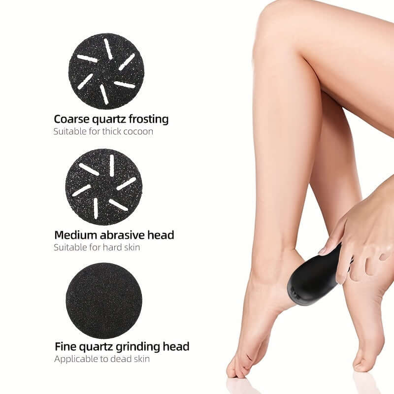electric foot callus remover with interchangeable polishing heads for thick cocoon, hard skin, and dead skin