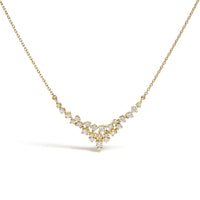 14K Yellow Gold 1/2 Cttw Diamond Scattered "V" Necklace (I-J Color, SI2-I1 Clarity) - 18" Inches-0