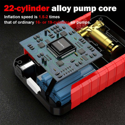 22-cylinder alloy pump core for portable car jump starter, offering inflation speed 1.5-2 times faster than ordinary air pumps.