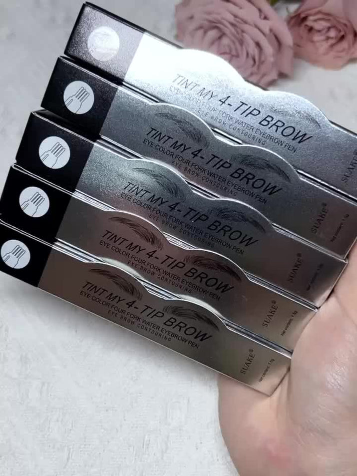 Waterproof eyebrow pen packaging showcasing multiple shades for perfect eyebrow tinting.