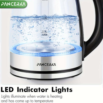 electric tea kettle with auto shut off featuring LED indicator lights that illuminate when water heats up