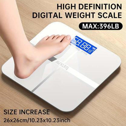 high-precision digital bathroom scale showing weight with foot on display and sleek design