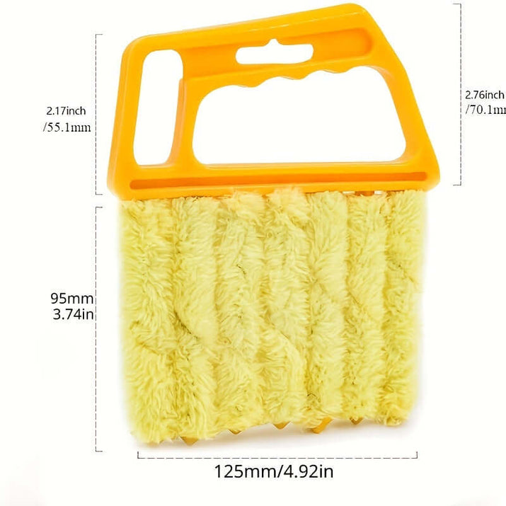 washable window cleaning brush with a fluffy yellow head and an ergonomic handle, ideal for easy window cleaning.