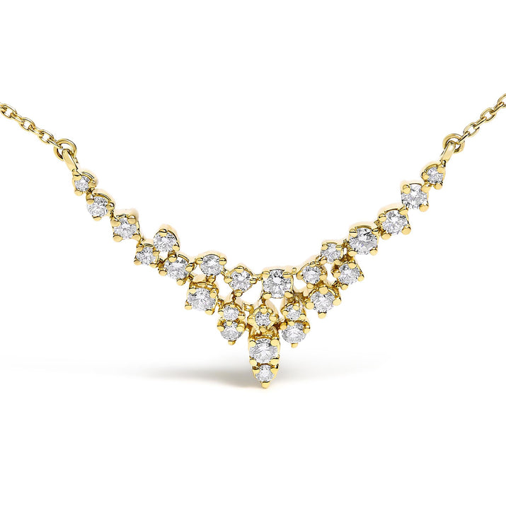14K Yellow Gold 1/2 Cttw Diamond Scattered "V" Necklace (I-J Color, SI2-I1 Clarity) - 18" Inches-1