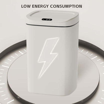 motion-sensor trash can specifications with low energy consumption design and modern appearance.