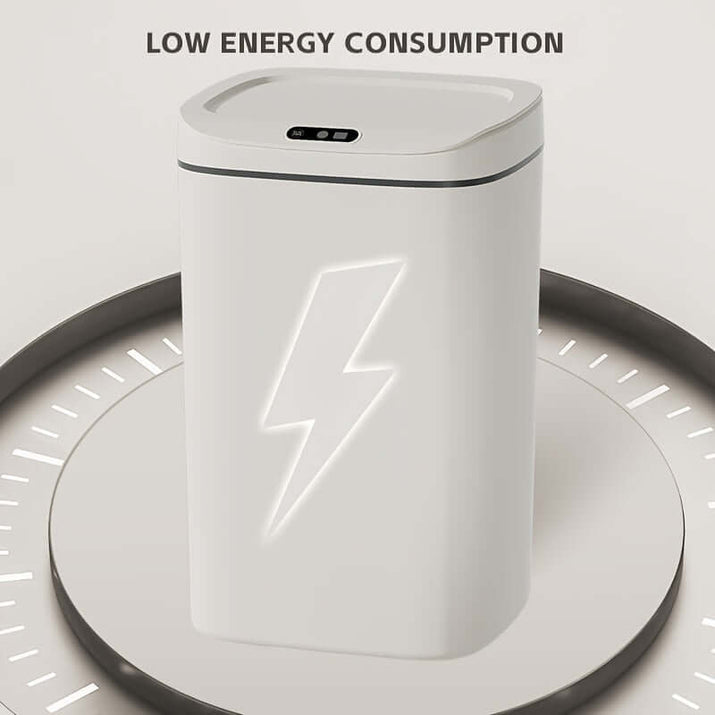 motion-sensor trash can specifications with low energy consumption design and modern appearance.