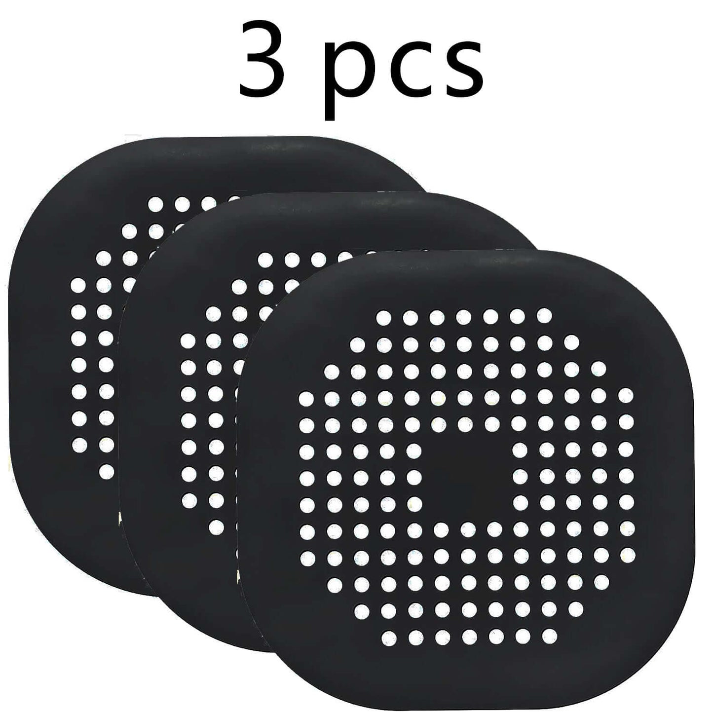 Silicone drain protector for bathroom kitchen set of 3 pcs in black color.
