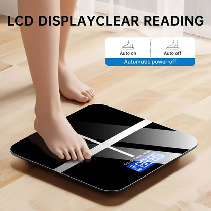 high-precision digital bathroom scale with LCD display and automatic power-off features