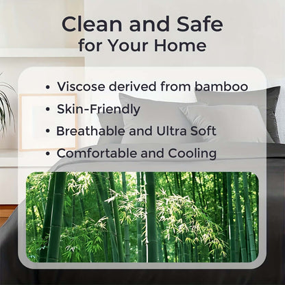Clean and Safe Bamboo Cooling Bedding Set showcasing skin-friendly and breathable features.