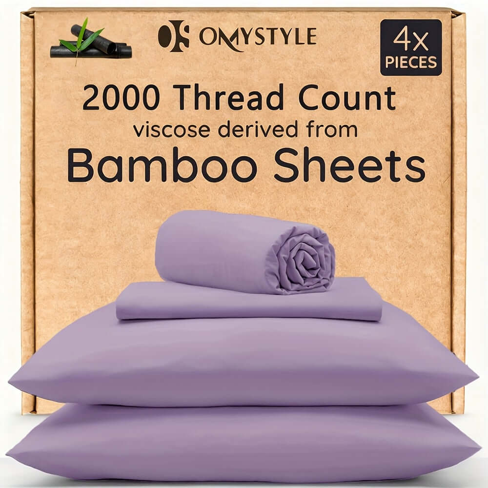 4pcs Bamboo Cooling Bedding Set featuring 2000 thread count viscose derived from Bamboo Sheets.