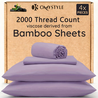 4pcs Bamboo Cooling Bedding Set featuring 2000 thread count viscose derived from Bamboo Sheets.