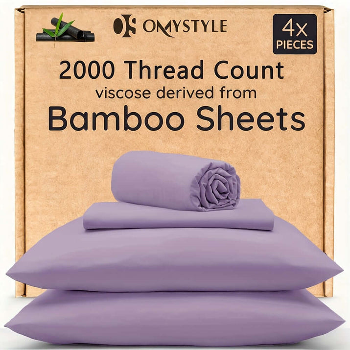 4pcs Bamboo Cooling Bedding Set featuring 2000 thread count viscose derived from Bamboo Sheets.