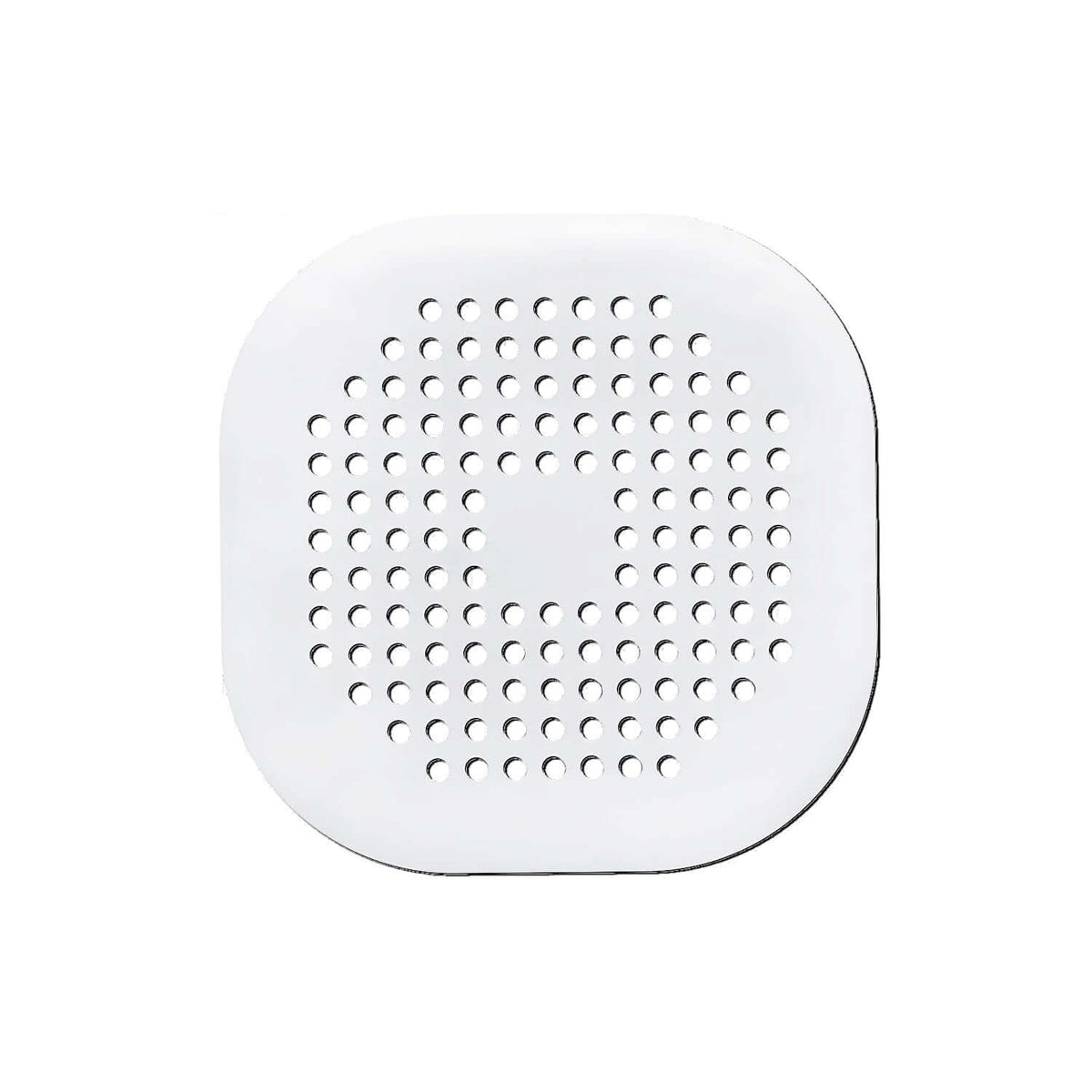 White silicone drain protector for bathroom kitchen with multiple holes for effective drainage.
