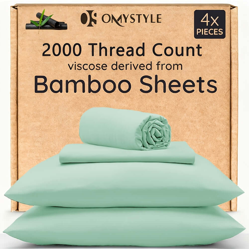 4pcs Bamboo Cooling Bedding Set featuring 2000 thread count viscose derived from bamboo sheets.