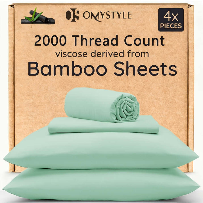 4pcs Bamboo Cooling Bedding Set featuring 2000 thread count viscose derived from bamboo sheets.