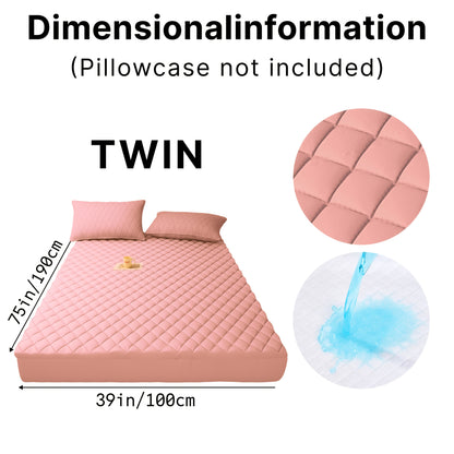 Ultrasonic embossed polyester fabric specifications for a twin size mattress with dimensions 75in x 39in.