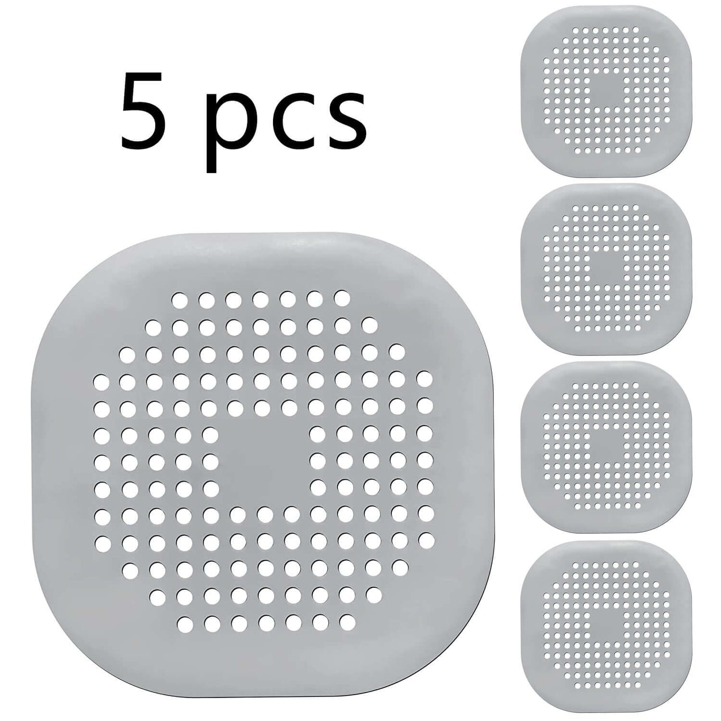 silicone drain protector for bathroom kitchen - 5 pcs set displayed on a white background