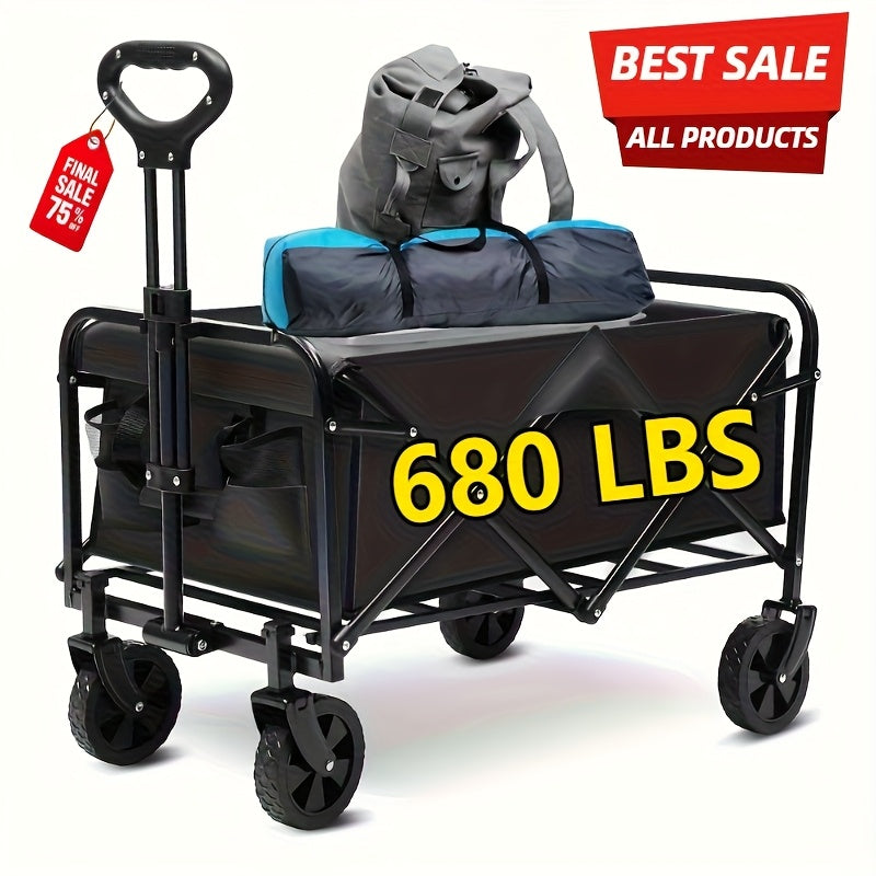 heavy duty folding cart for outdoor use with bags and 680 lbs capacity for easy transport.