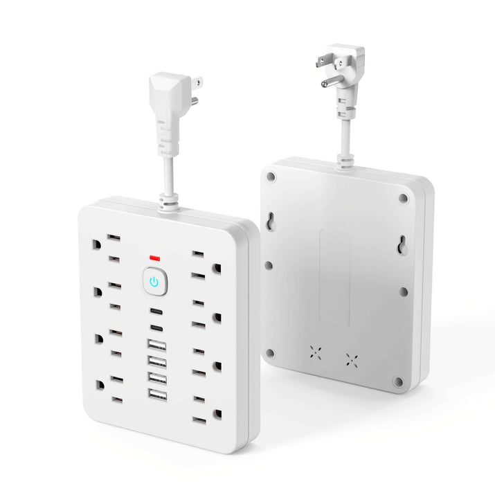 heavy-duty power strip surge protector with multiple outlets and USB ports