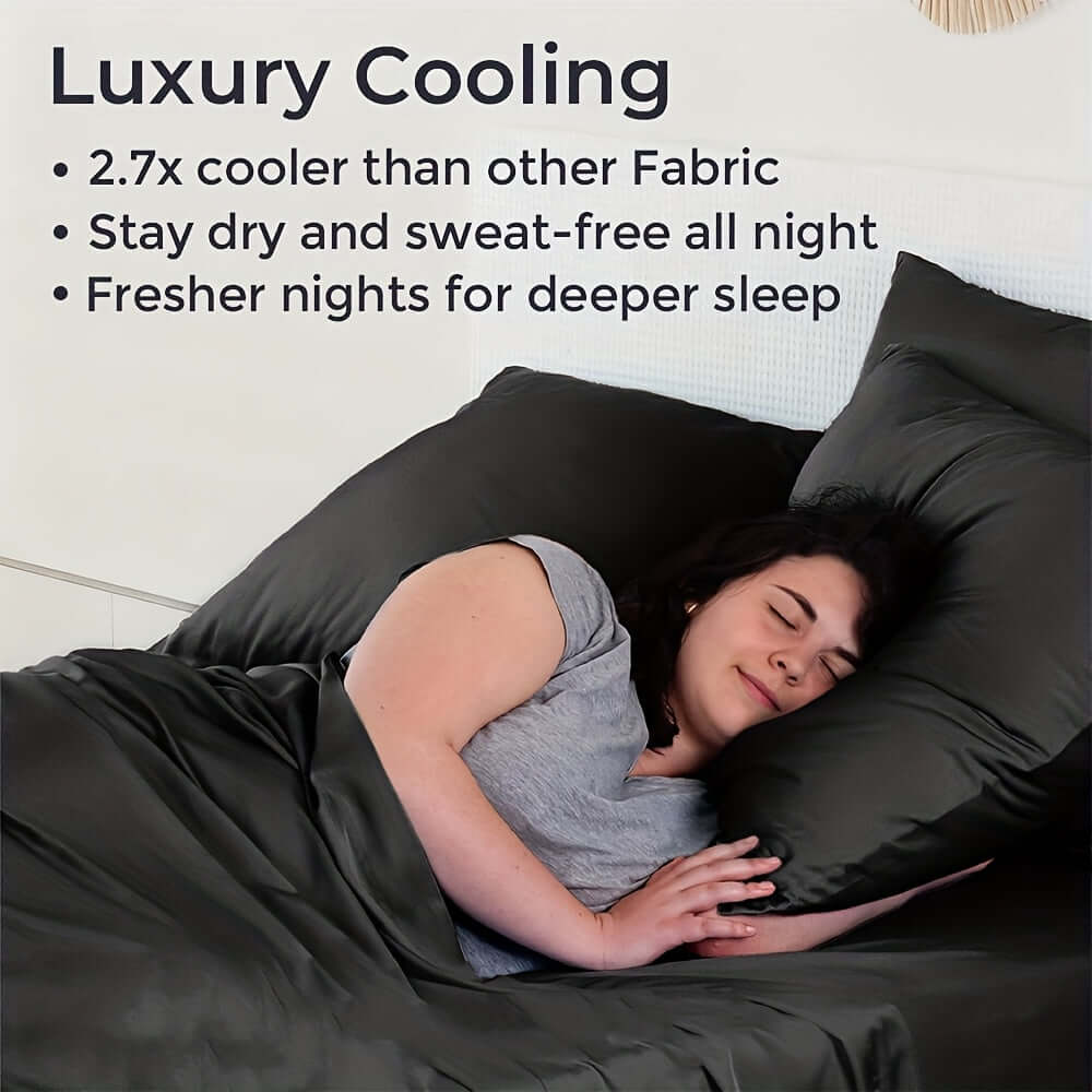 Luxury Cooling Bamboo Cooling Bedding Set for a sweat-free night and deeper sleep.