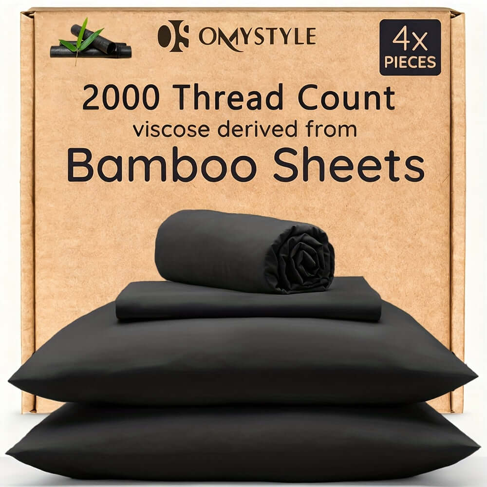 4pcs Bamboo Cooling Bedding Set featuring 2000 Thread Count viscose derived from Bamboo Sheets