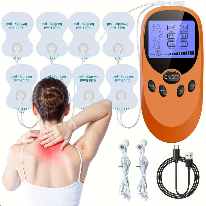 CESLIFF TENS EMS muscle stimulator with pads on back for pain relief and muscle stimulation