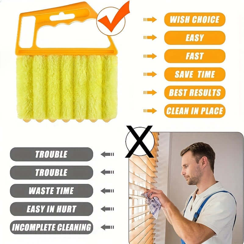 Washable window cleaning brush with yellow fibers for easy and effective window cleaning.