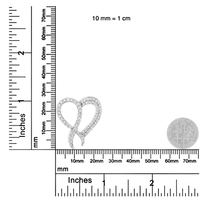 .925 Sterling Silver 1 cttw Diamond Heart and Ribbon 18" Pendant Necklace (I-J Clarity, I2-I3 Color) - 18"-4