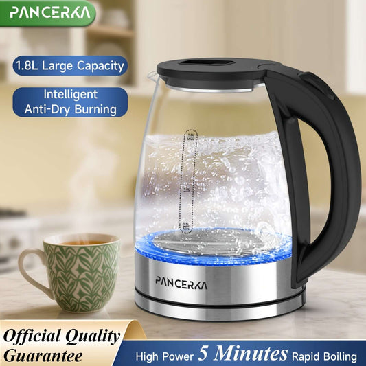 electric tea kettle with auto shut off featuring 1.8L capacity and anti-dry burning technology