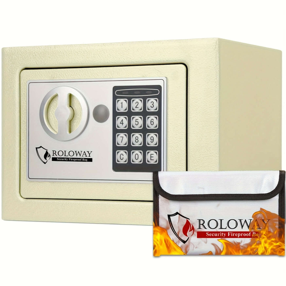 heavy-duty fireproof safe with keypad, featuring digital keypad and security design, ideal for home and office use.