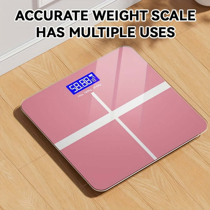 high-precision digital bathroom scale with a sleek design and blue display, perfect for accurate weight measurement.