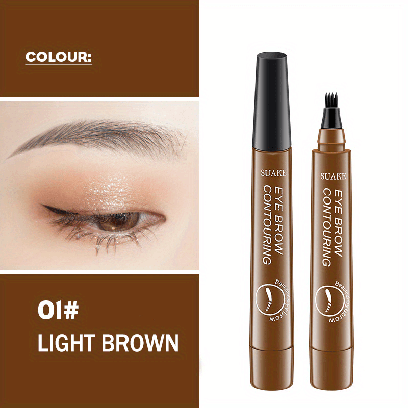 waterproof eyebrow pen in light brown shade with precision tip for easy application.