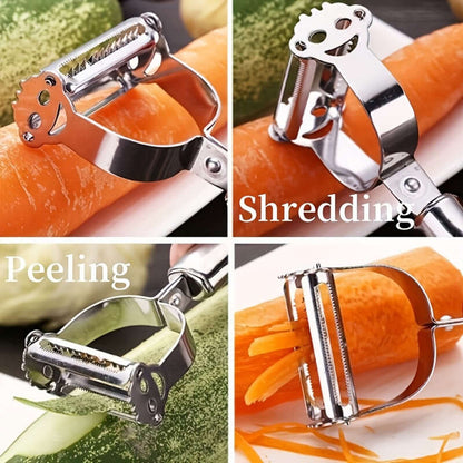 High-quality stainless steel restaurant cookware for shredding and peeling vegetables like carrots and cucumbers.