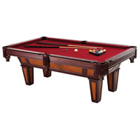 7 Ft Pool Table with Red Burgundy Wool Top and Fringe Drop Pockets-0
