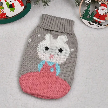 Cute cat sweater costume with playful cartoon design and soft knit fabric for pets.
