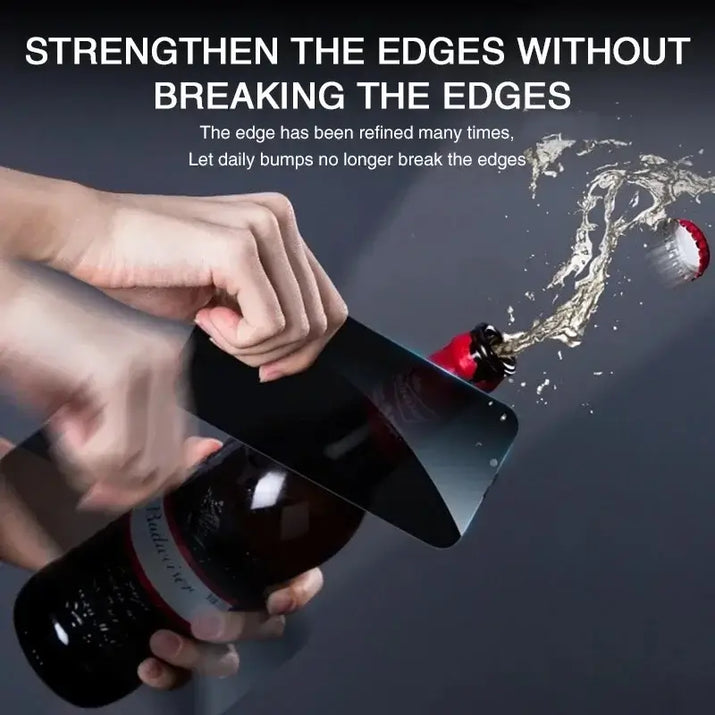 Privacy screen protector for iPhone 16 15 14 13 Pro Max demonstrating strength while opening a bottle.