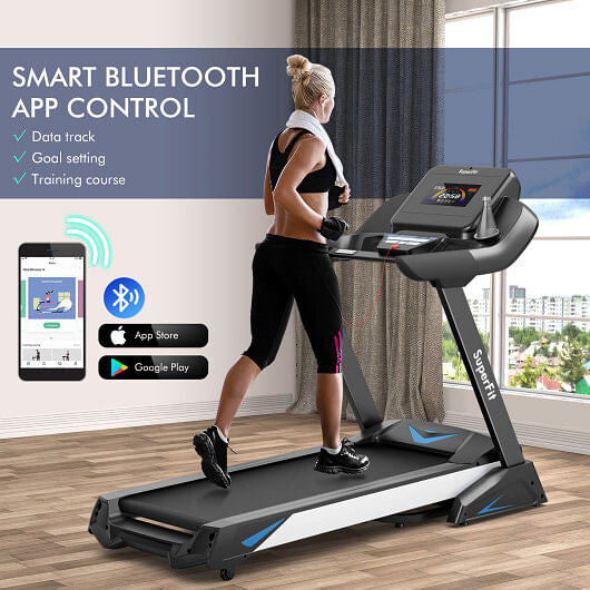4.75 HP Treadmill with APP and Auto Incline for Home and Apartment-Black-0