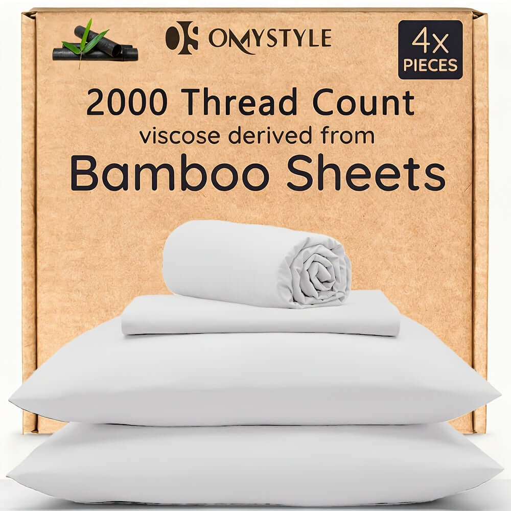4pcs Bamboo Cooling Bedding Set with high thread count and soft texture for ultimate comfort and sleep quality.