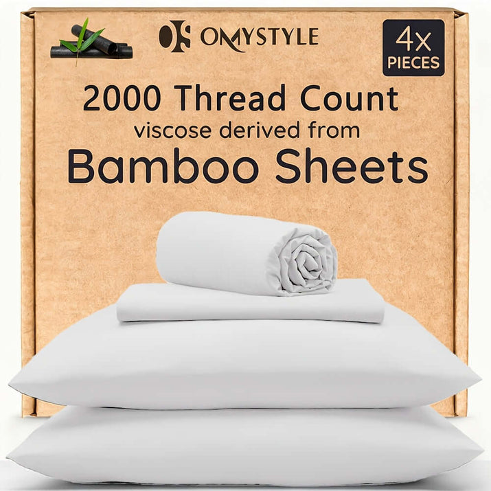 4pcs Bamboo Cooling Bedding Set with high thread count and soft texture for ultimate comfort and sleep quality.