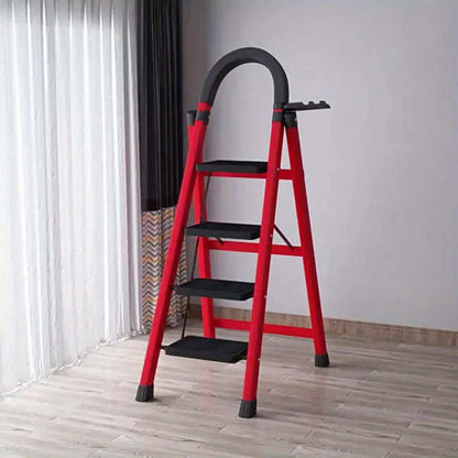 heavy-duty portable folding ladder in a modern room with bright sunlight