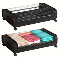 underbed storage bins with wheels showcasing organized linens and easy mobility.