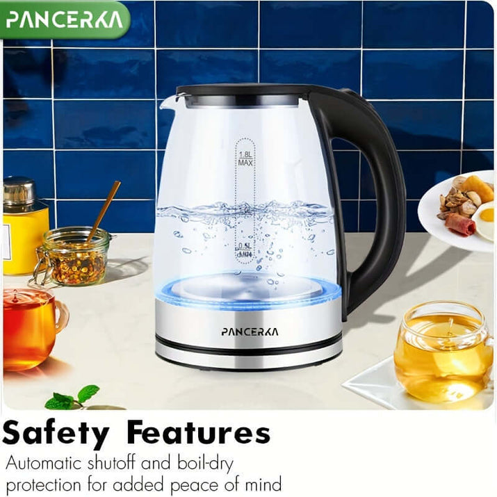 electric tea kettle with auto shut off featuring safety features like automatic shutoff and boil-dry protection