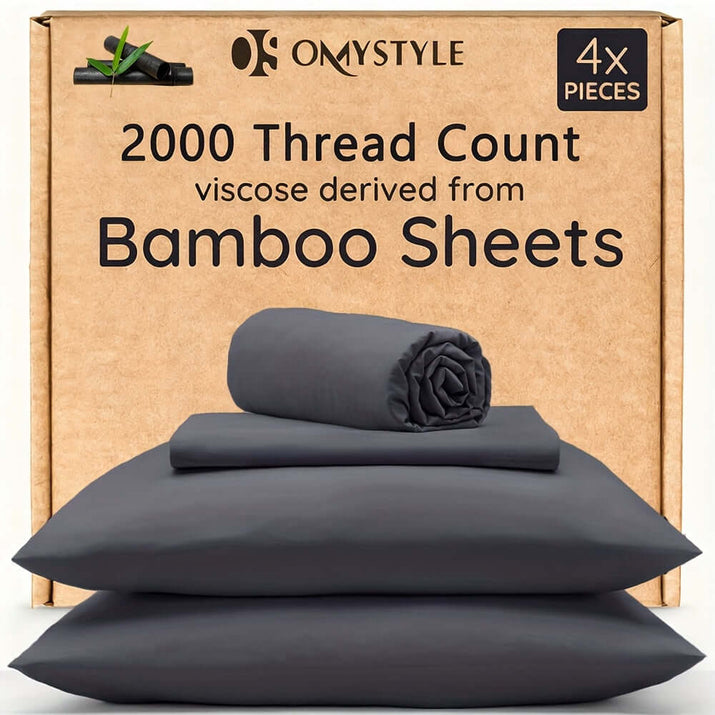 4pcs Bamboo Cooling Bedding Set made of 2000 thread count viscose derived from bamboo sheets.