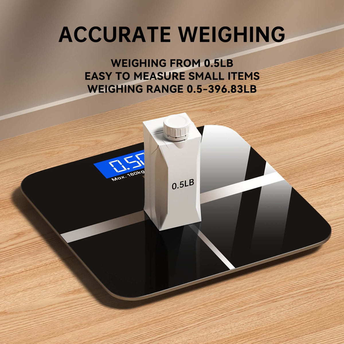 high-precision digital bathroom scale with accurate weighing and easy measurement of small items.