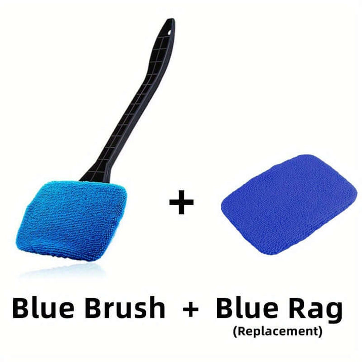 car window cleaning brush kit: blue brush and replacement blue rag for effective cleaning.
